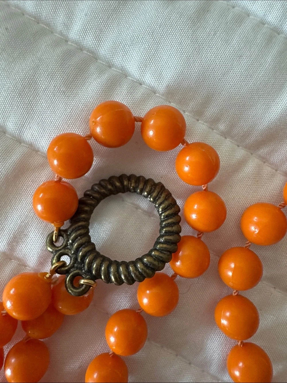 Vintage Orange Beaded Multi-Strand Curtain Tieback set of two